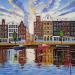 Painting kloveniersburgwal, dreamy day by De Jong Marcel | Painting Figurative Urban Oil