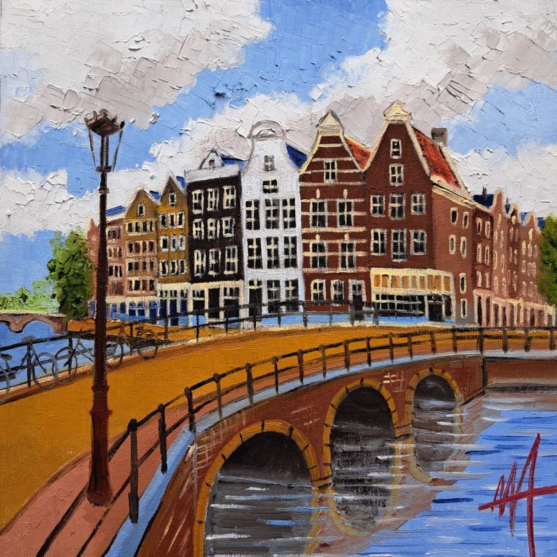 Painting Leidse gracht, on a fresh day by De Jong Marcel | Painting Figurative Oil Urban