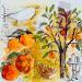 Painting mandarines à l' état pur by Colombo Cécile | Painting Figurative Life style Still-life Watercolor Acrylic Gluing Ink Pastel