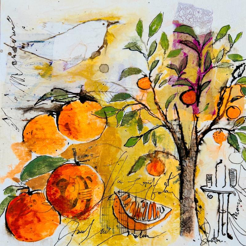 Painting mandarines à l' état pur by Colombo Cécile | Painting Figurative Acrylic, Gluing, Ink, Pastel, Watercolor Life style, Pop icons, Still-life