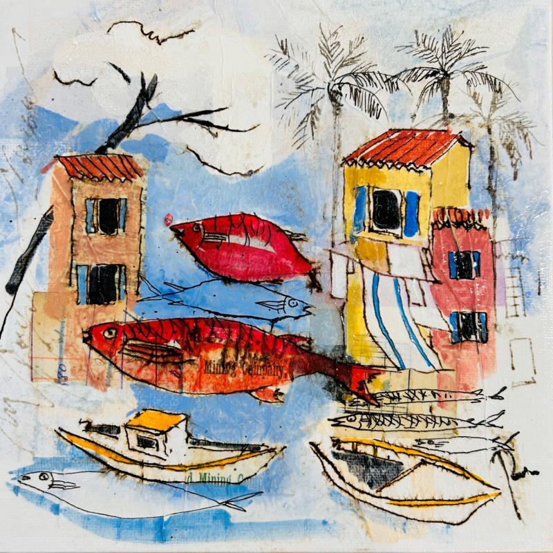 Painting Empreintes méditerranéennes by Colombo Cécile | Painting Figurative Acrylic, Gluing, Ink, Pastel, Watercolor Landscapes, Marine, Nature, Pop icons