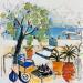 Gemälde Rencontres grecques von Colombo Cécile | Gemälde Figurativ Landschaften Marine Alltagsszenen Aquarell Acryl Collage Tinte Pastell