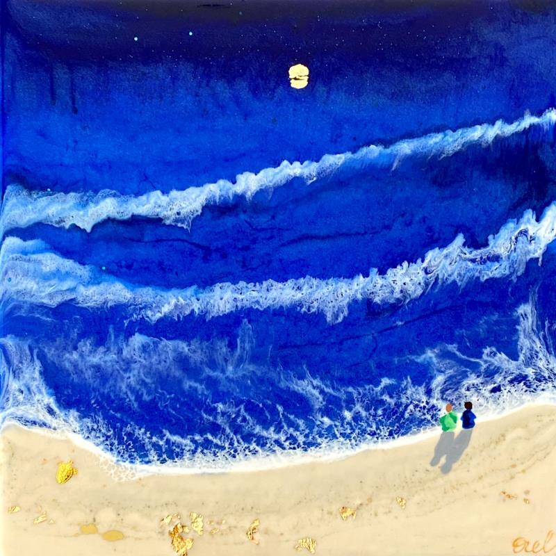 Peinture Horizon paisible par Aurélie Lafourcade painter | Tableau Figuratif Marine Minimaliste Acrylique Résine