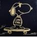 Gemälde SNOOPY SKATER IN GOLD von Mestres Sergi | Gemälde Pop-Art Pop-Ikonen Graffiti Acryl