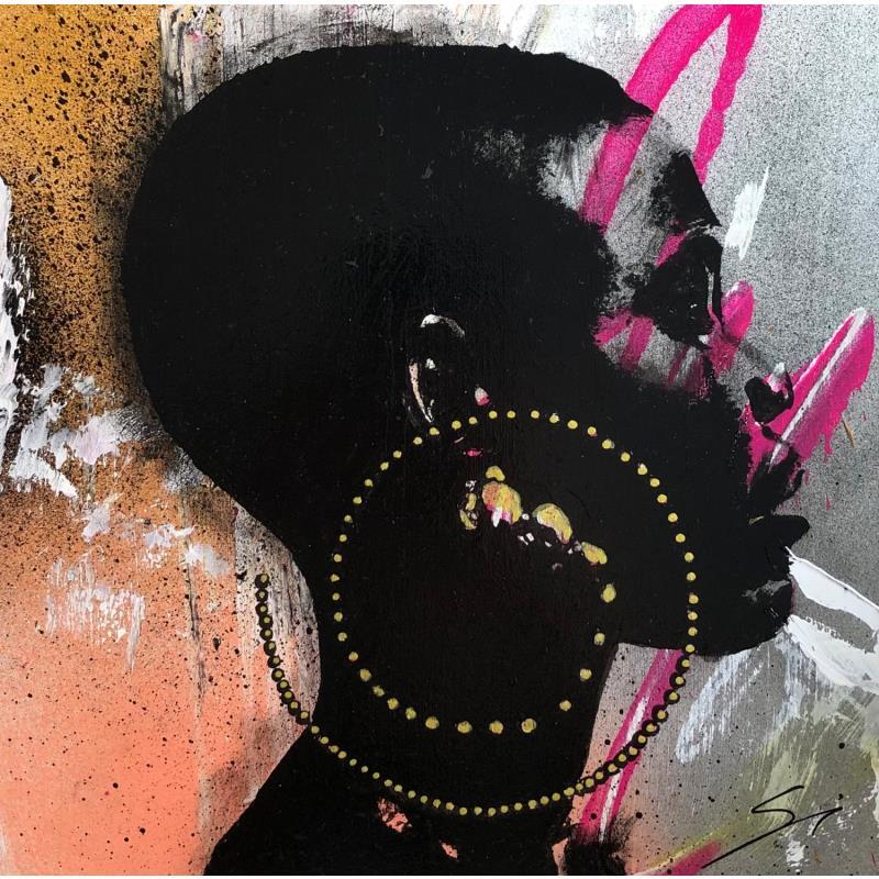 Peinture SHINNY GOLD par Mestres Sergi | Tableau Pop-art Mode Icones Pop Graffiti Acrylique