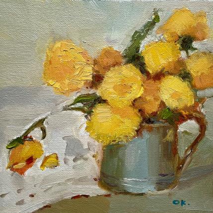 Gemälde Yellow bouquet 2 von Korneeva Olga | Gemälde Impressionismus Öl Pop-Ikonen, Stillleben