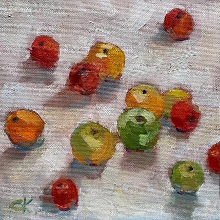 Gemälde Apples von Korneeva Olga | Gemälde Impressionismus Öl Pop-Ikonen, Stillleben