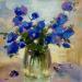 Peinture Blue flowers 1 par Korneeva Olga | Tableau Impressionnisme Natures mortes Huile
