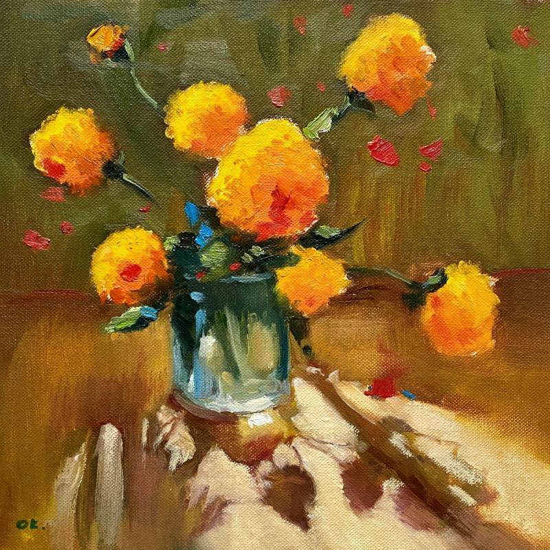 Gemälde Yellow flowers 1 von Korneeva Olga | Gemälde Impressionismus Öl Stillleben