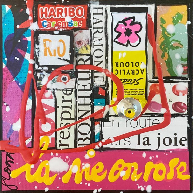 Painting La vie en rose by Costa Sophie | Painting Pop-art Acrylic, Gluing, Upcycling
