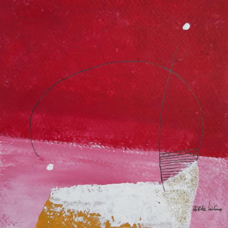 Painting abstract red A57 by Wilms Hilde | Painting Abstract Acrylic Gluing