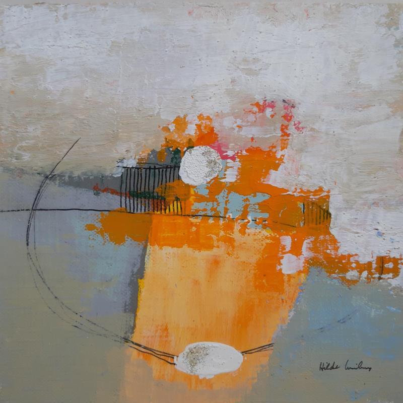 Painting abstract orange A 62 by Wilms Hilde | Painting Abstract Acrylic, Gluing