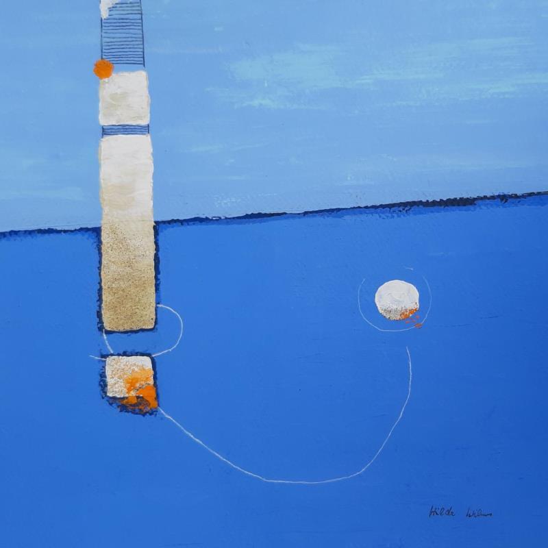 Painting abstract blue C 69 by Wilms Hilde | Painting Abstract Acrylic Gluing