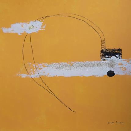 Gemälde abstract yellow C 71 von Wilms Hilde | Gemälde Abstrakt Acryl, Blattgold, Collage
