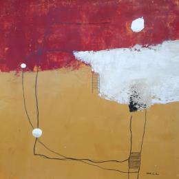 Painting abstract red D 55 by Wilms Hilde | Painting Abstract Acrylic, Gluing