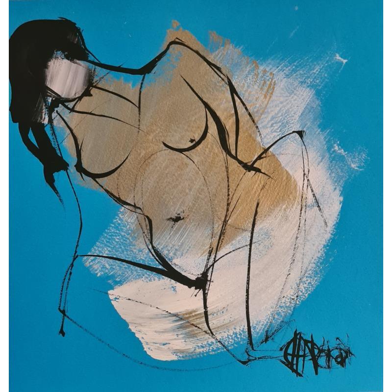 Painting Bleu d'été  by Chaperon Martine | Painting Figurative Nude Acrylic