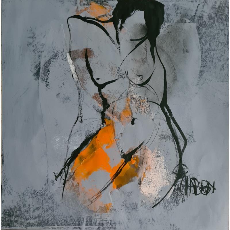 Painting Orange amère  by Chaperon Martine | Painting Figurative Acrylic Nude