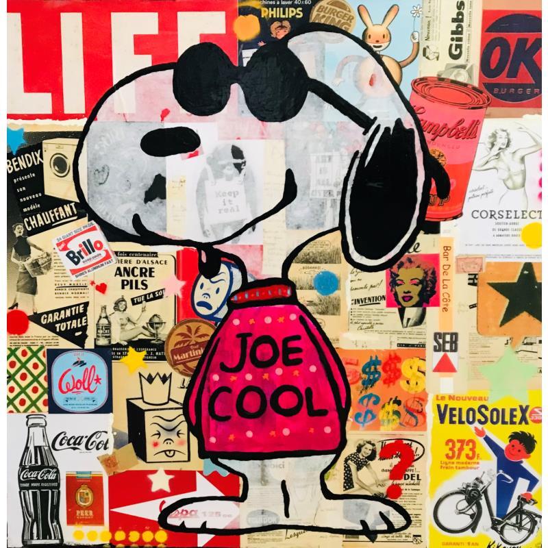 Peinture Snoopy cool vintage par Kikayou | Tableau Pop-art Icones Pop Graffiti Acrylique Collage