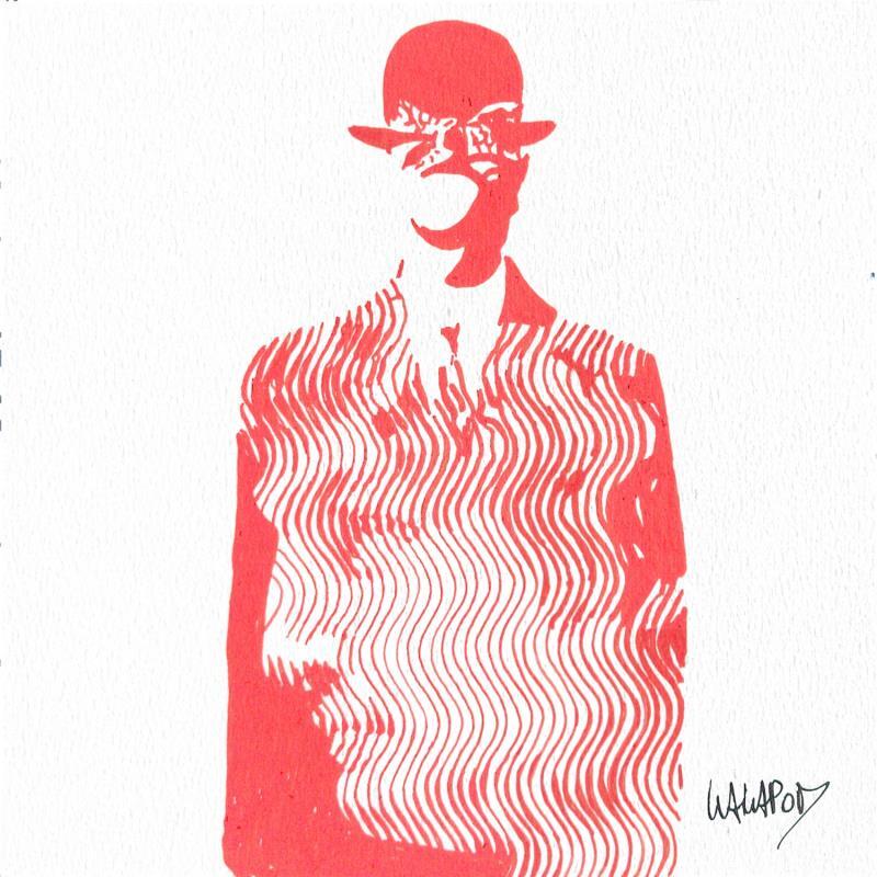 Peinture David Magritte rouge  par Wawapod | Tableau Pop-art Acrylique, Posca Icones Pop