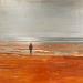 Painting Promeneur plage du Lido by Mahieu Bertrand | Painting Figurative Landscapes Marine Metal
