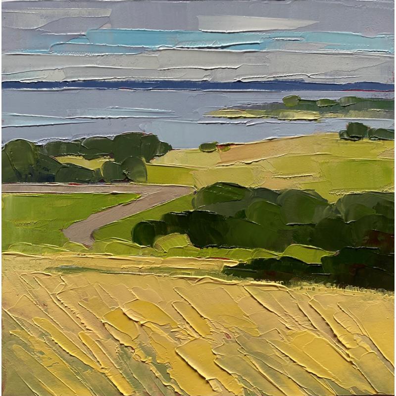 Peinture Les blés par Clavel Pier-Marion | Tableau Impressionnisme Bois, Huile Paysages