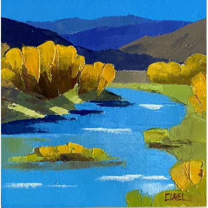 Painting Automne sur la rivière  by Clavel Pier-Marion | Painting Impressionism Oil, Wood Landscapes
