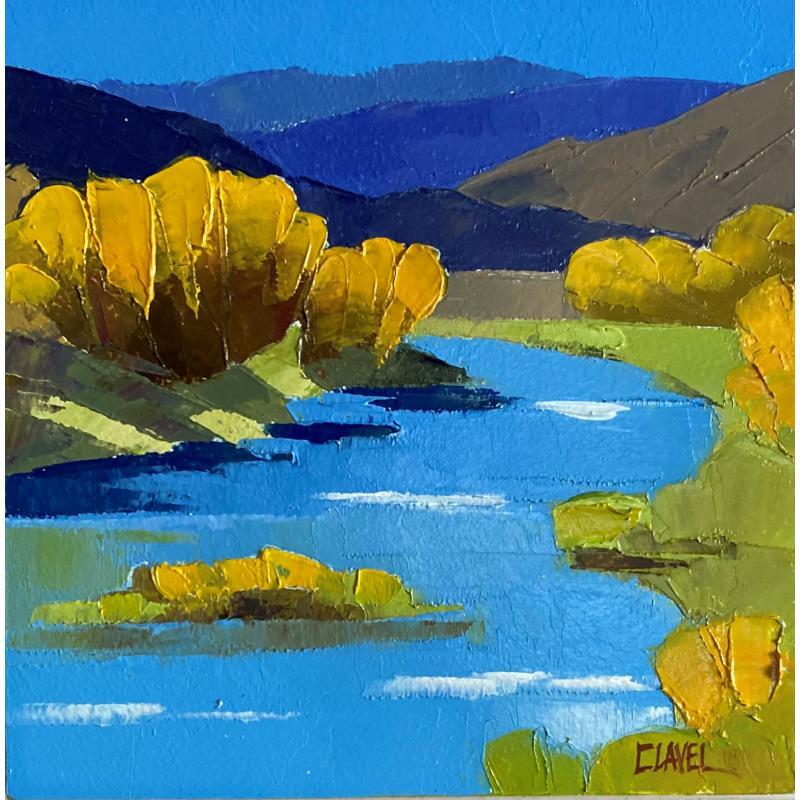 Painting Automne sur la rivière  by Clavel Pier-Marion | Painting Impressionism Oil, Wood Landscapes
