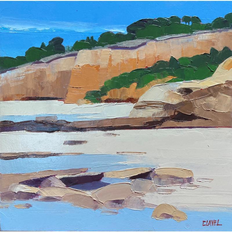 Peinture La falaise  par Clavel Pier-Marion | Tableau Impressionnisme Bois, Huile Paysages