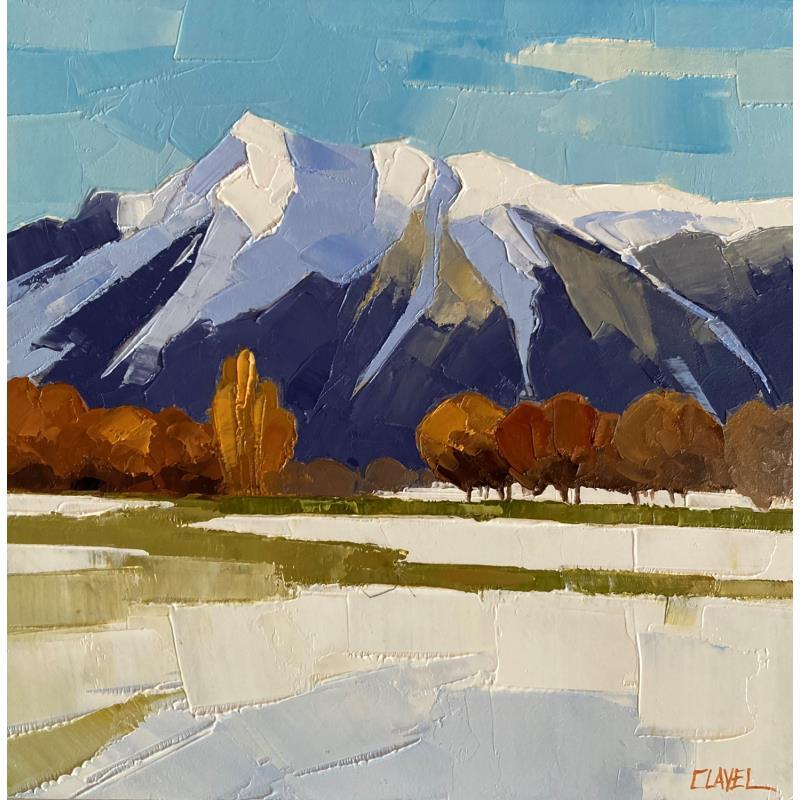 Painting Montagne, la neige by Clavel Pier-Marion | Painting Impressionism Oil, Wood Landscapes, Pop icons