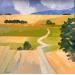 Peinture Campagne en été  par Clavel Pier-Marion | Tableau Impressionnisme Paysages Bois Huile
