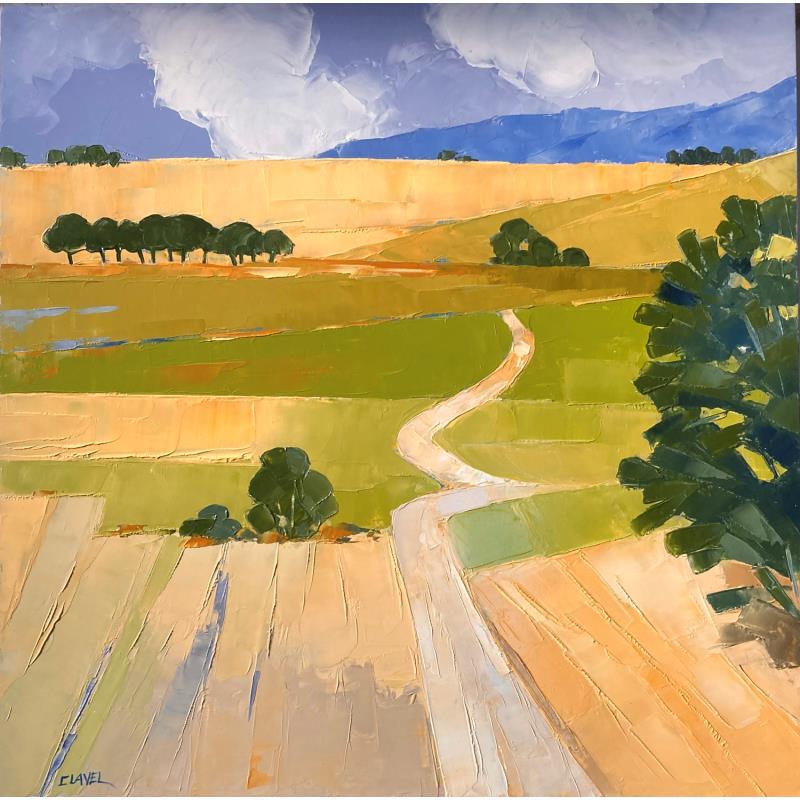 Painting Campagne en été  by Clavel Pier-Marion | Painting Impressionism Oil, Wood Landscapes