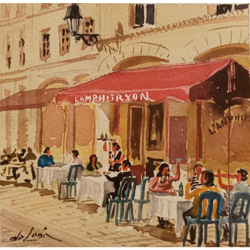 Painting Un toast a Lyon by De León Lévi Marcelo | Painting Figurative Urban Watercolor