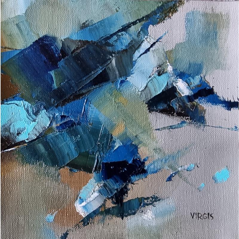 Peinture Blue melodie par Virgis | Tableau Abstrait Huile Minimaliste