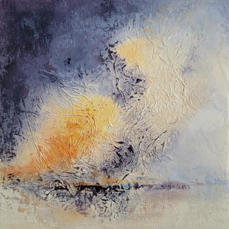 Painting Soleil d'hiver by Gaussen Sylvie | Painting Abstract Landscapes Oil