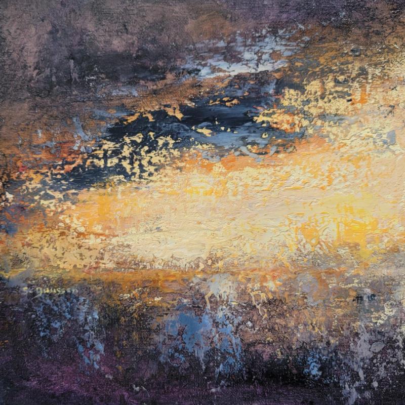 Peinture Coucher de soleil sur le récif par Gaussen Sylvie | Tableau Abstrait Paysages Marine Huile