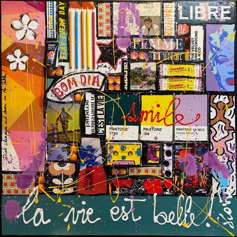 Painting La vie est belle!  by Costa Sophie | Painting Pop-art Acrylic, Gluing, Upcycling