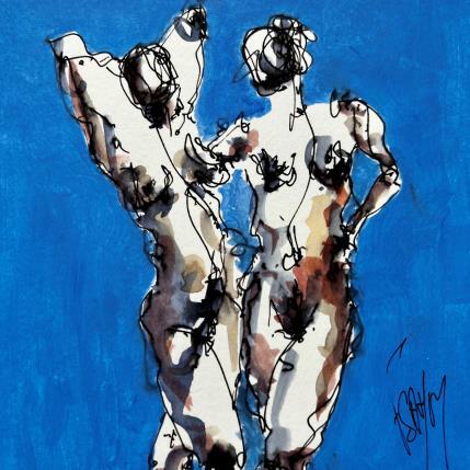 Painting Roxane by Sahuc François | Painting Figurative Acrylic, Ink Minimalist, Nude