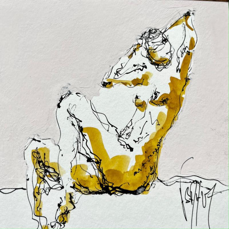 Painting Valérie by Sahuc François | Painting Figurative Acrylic, Ink Minimalist, Nude