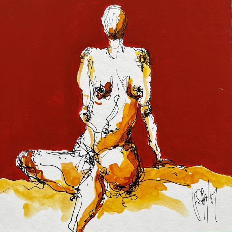 Painting Isis by Sahuc François | Painting Figurative Acrylic, Ink, Watercolor Minimalist, Nude, Pop icons