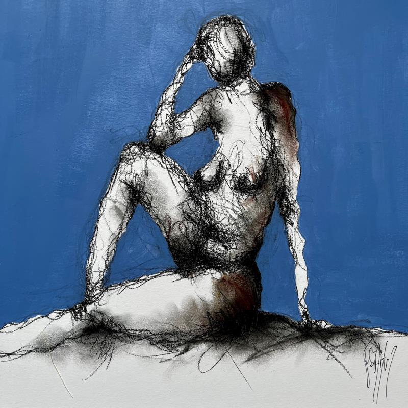 Painting Alice by Sahuc François | Painting Figurative Acrylic, Pastel Minimalist, Nude