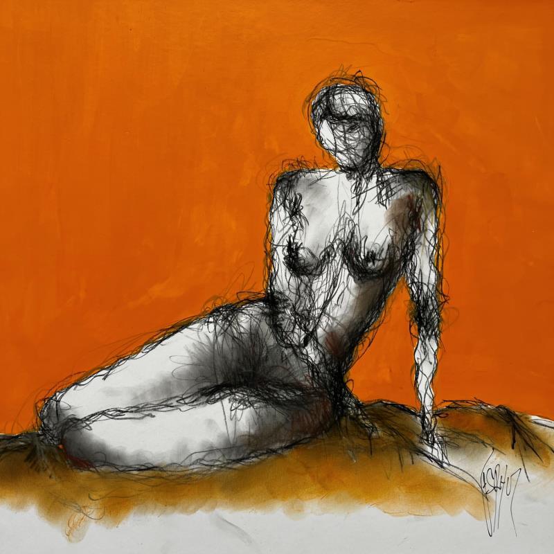 Painting Nadine by Sahuc François | Painting Figurative Acrylic, Ink Minimalist, Nude