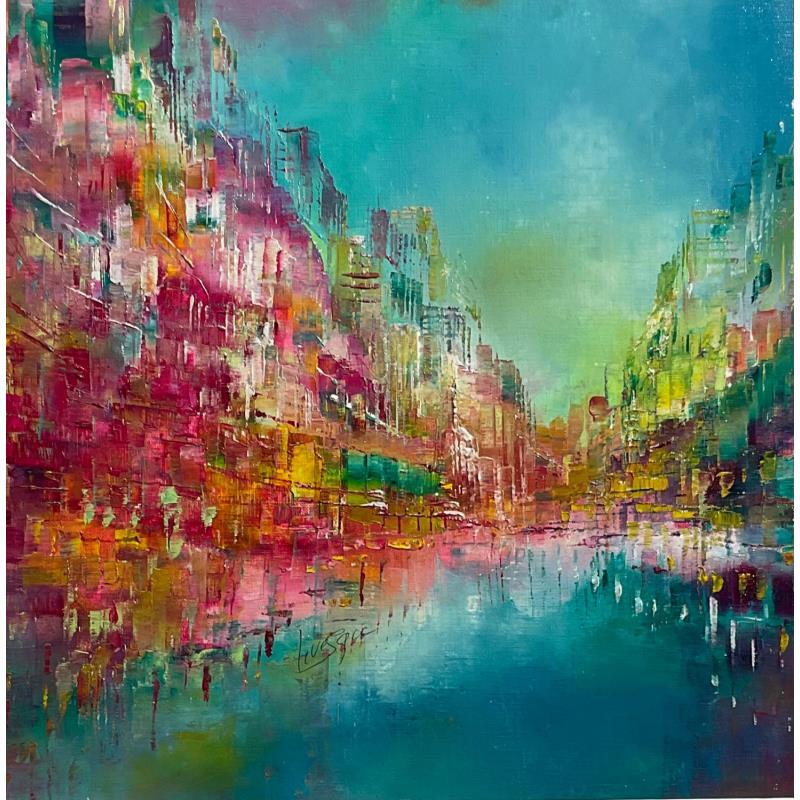 Peinture Le quartier des mille couleurs  par Levesque Emmanuelle | Tableau  Huile