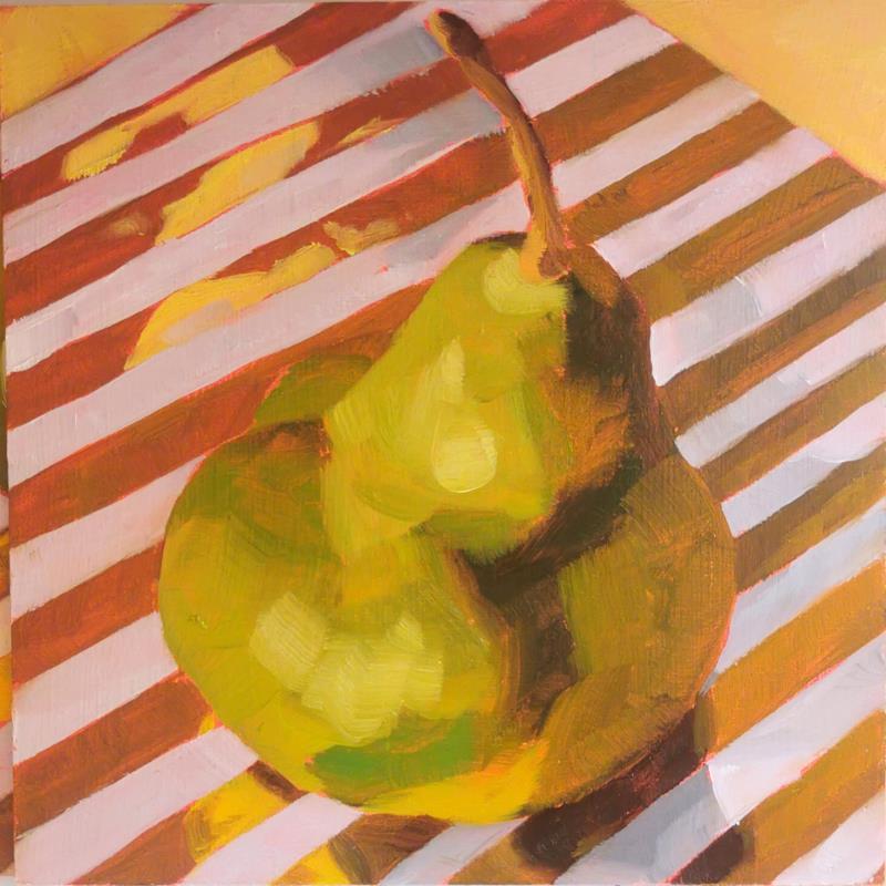 Painting shiny pear no.1 by Ulrich Julia | Painting Figurative Oil Still-life