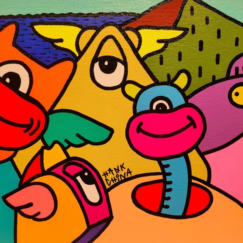 Painting Murakami four by Hank China | Painting Pop-art Pop icons Acrylic Posca