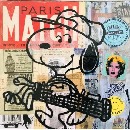 Gemälde Snoopy golf vintage von Kikayou | Gemälde Pop-Art Acryl, Collage, Graffiti Pop-Ikonen