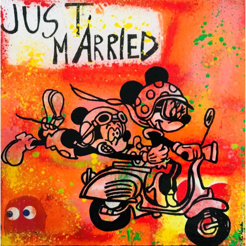 Painting Just married by Kikayou | Painting Pop-art Acrylic, Gluing, Graffiti Pop icons