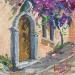 Peinture Glycine sur la veille porte en Provence par Brooksby | Tableau Figuratif Architecture Huile