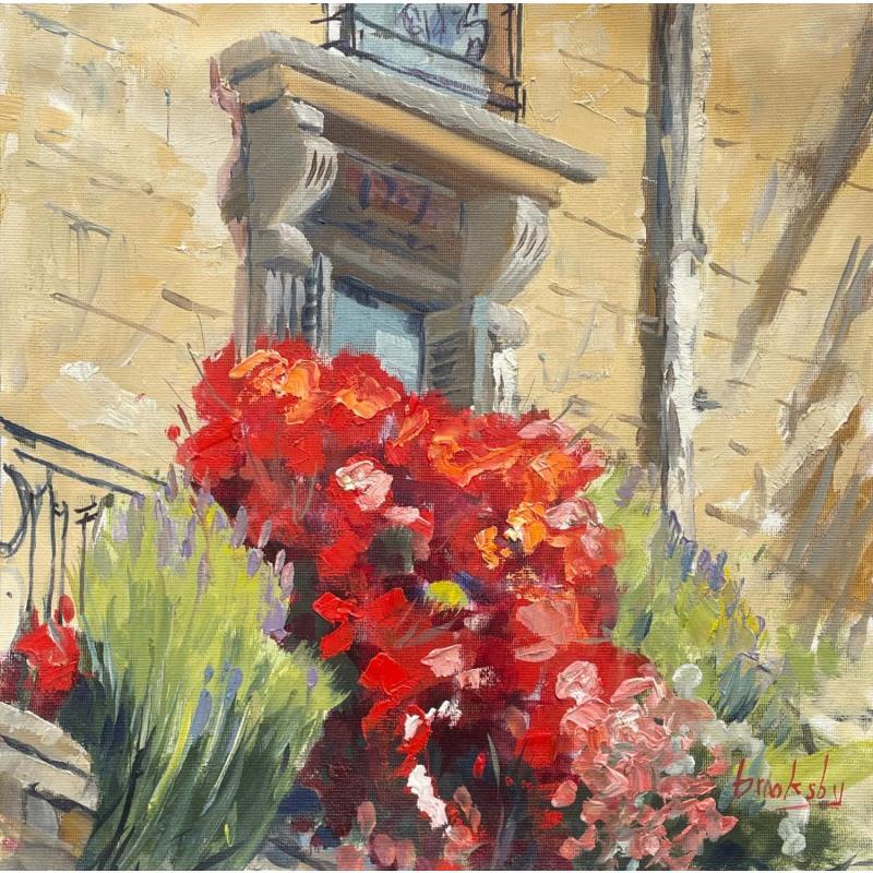 Painting Parisian Balcony - Chez Moi by Brooksby | Painting Figurative Life style Architecture Oil
