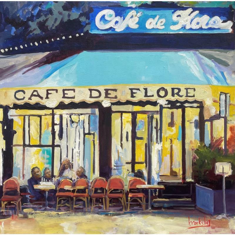 Painting Cafe de Flore by Brooksby | Painting Figurative Oil Life style