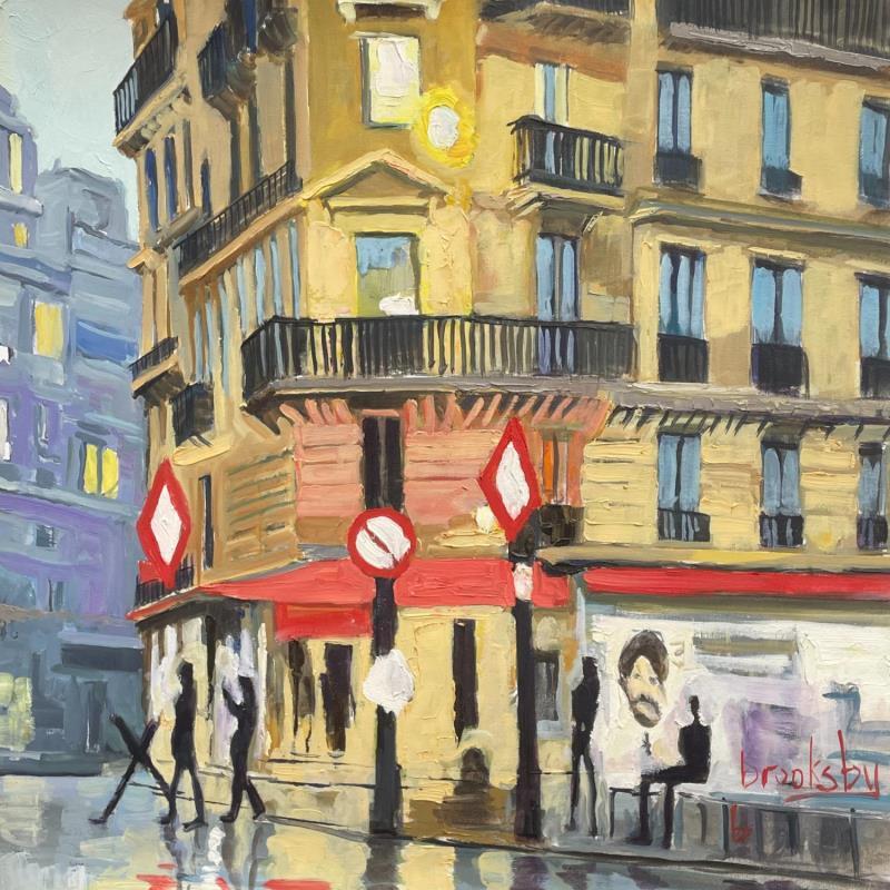 Peinture Le Néons de Paris par Brooksby | Tableau Figuratif Huile Architecture, Scènes de vie